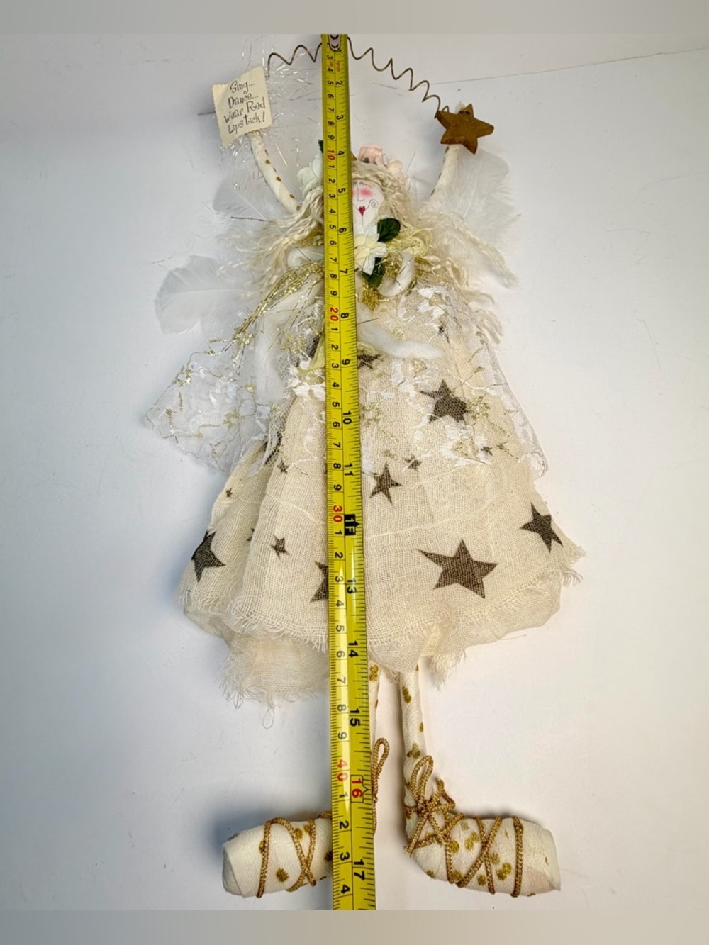Hanging Angel Doll 15” Cloth Star Sign Cottage Farmhouse Decor - Picture 12 of 13